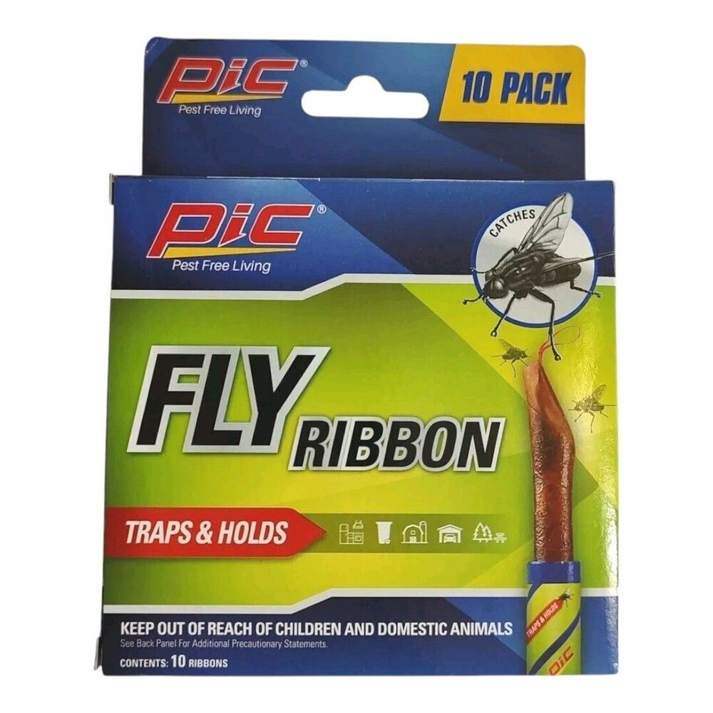 10 Piece Pic Fly Ribbon Traps Holds Fly Insect Bug Kitchen Barn Garage Trash New